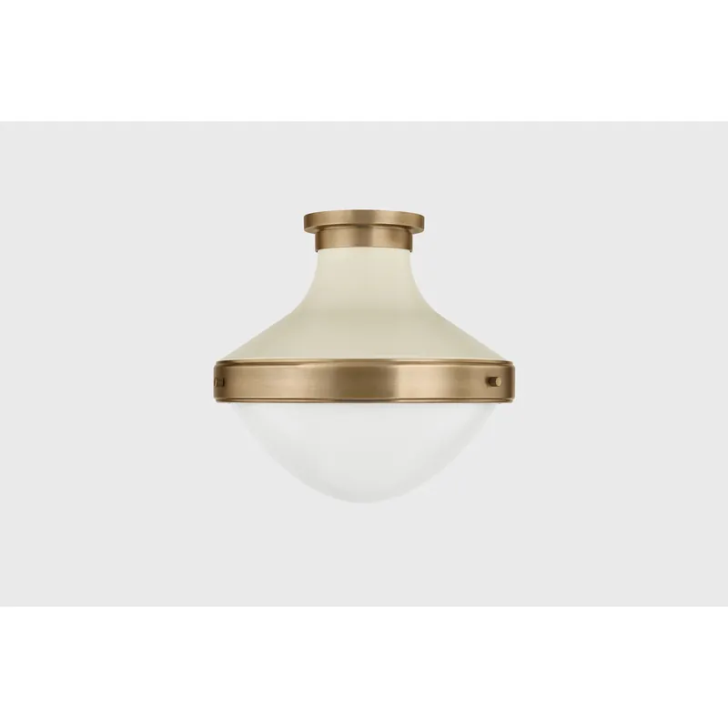 Maxton 1 Light 13.5 inch Patina Brass and Soft Sand Flush Mount Ceiling Light No Minimum Order