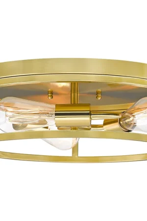 Canada 3 Light 16 inch Gold Flush Mount Ceiling Light Fresh Stock