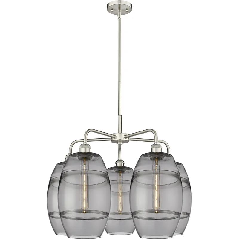 Place Order Ballston Vaz 5 Light 26 inch Satin Nickel Stem Hung Chandelier Ceiling Light