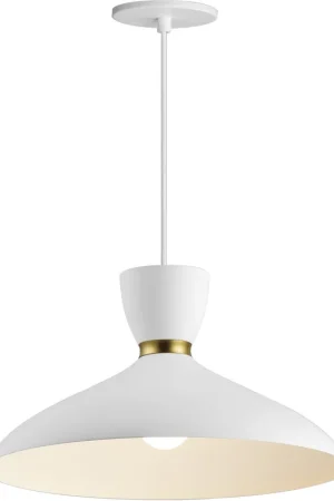 Certified Carillon 1 Light 15.75 inch White with Satin Brass Single Pendant Ceiling Light in White and Satin Brass