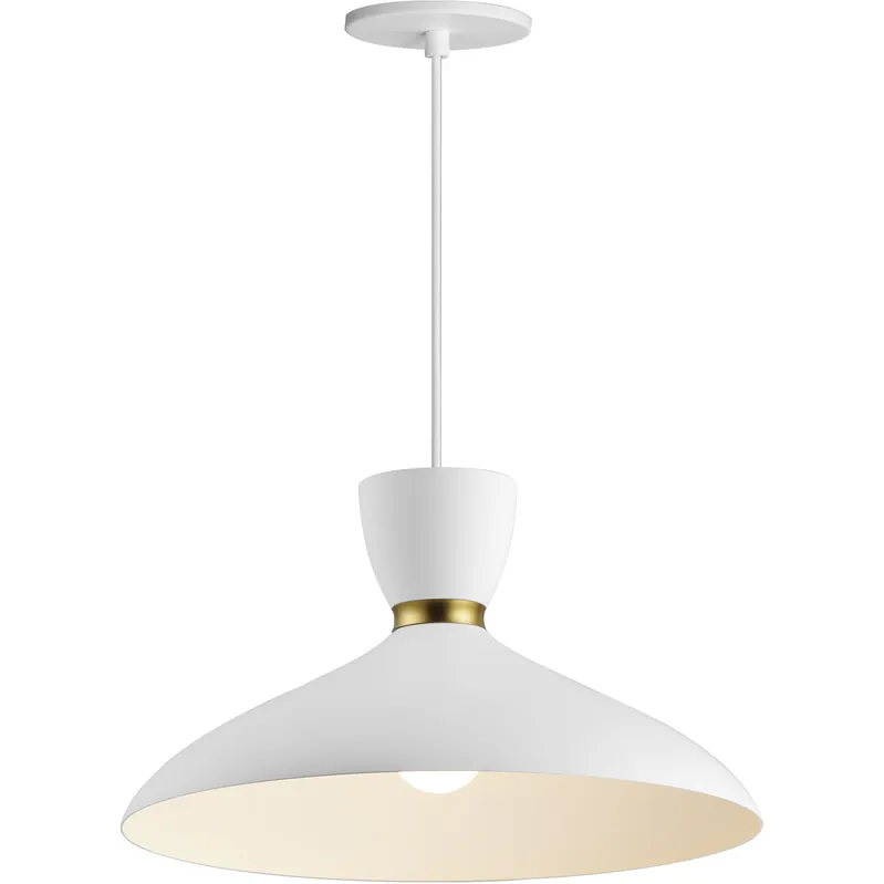 Certified Carillon 1 Light 15.75 inch White with Satin Brass Single Pendant Ceiling Light in White and Satin Brass
