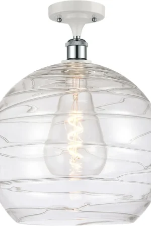 Ballston Deco Swirl 1 Light 14 inch White and Polished Chrome Semi-Flush Mount Ceiling Light Wholesale