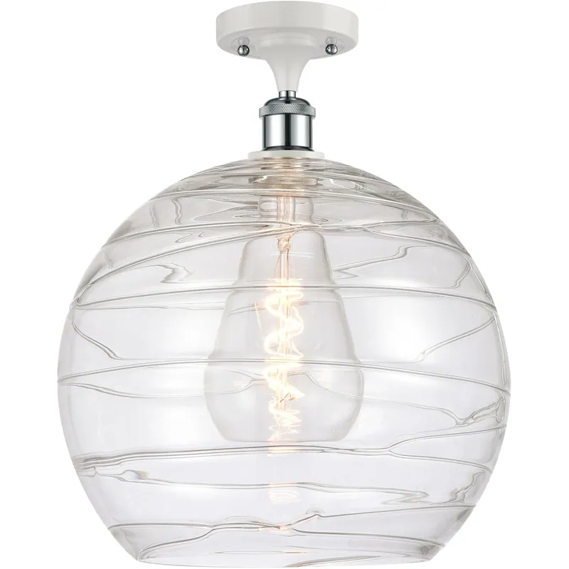 Ballston Deco Swirl 1 Light 14 inch White and Polished Chrome Semi-Flush Mount Ceiling Light Wholesale