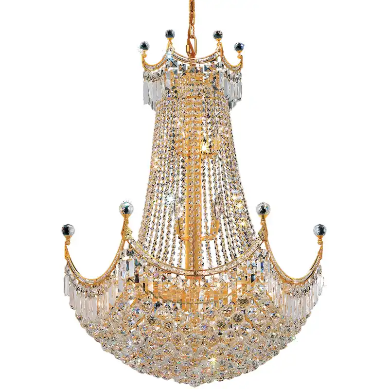 Fast Shipping Corona 24 Light 30 inch Gold Dining Chandelier Ceiling Light in Royal Cut