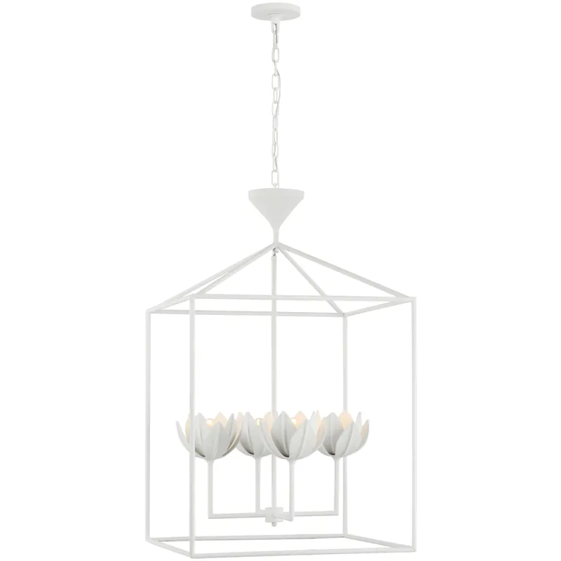 Certified Julie Neill Alberto LED 24 inch Plaster White Open Cage Lantern Ceiling Light, Large