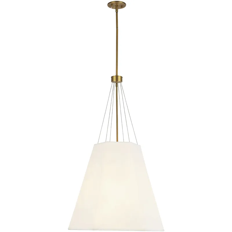 One Day Deal Alora Mood Manila Pendant Ceiling Light in Aged Gold and White Linen