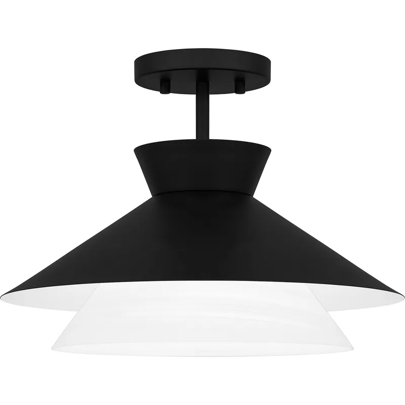 Hassle-Free Returns Lionel 1 Light 15 inch Matte Black Semi-Flush Mount Ceiling Light, Medium