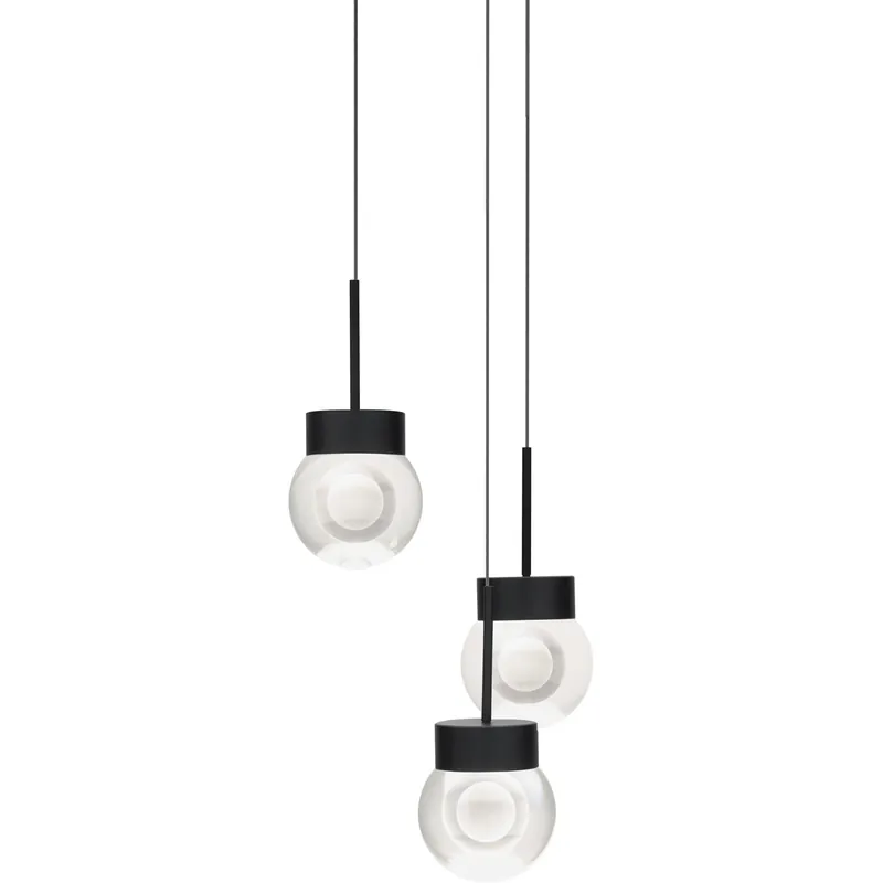 Crafted Double Bubble 3 Light 12 inch Black Multi-Light Pendant Ceiling Light