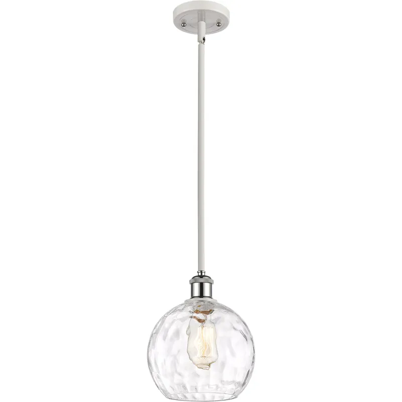 Fan Favorite Ballston Athens Water Glass LED 8 inch White and Polished Chrome Mini Pendant Ceiling Light