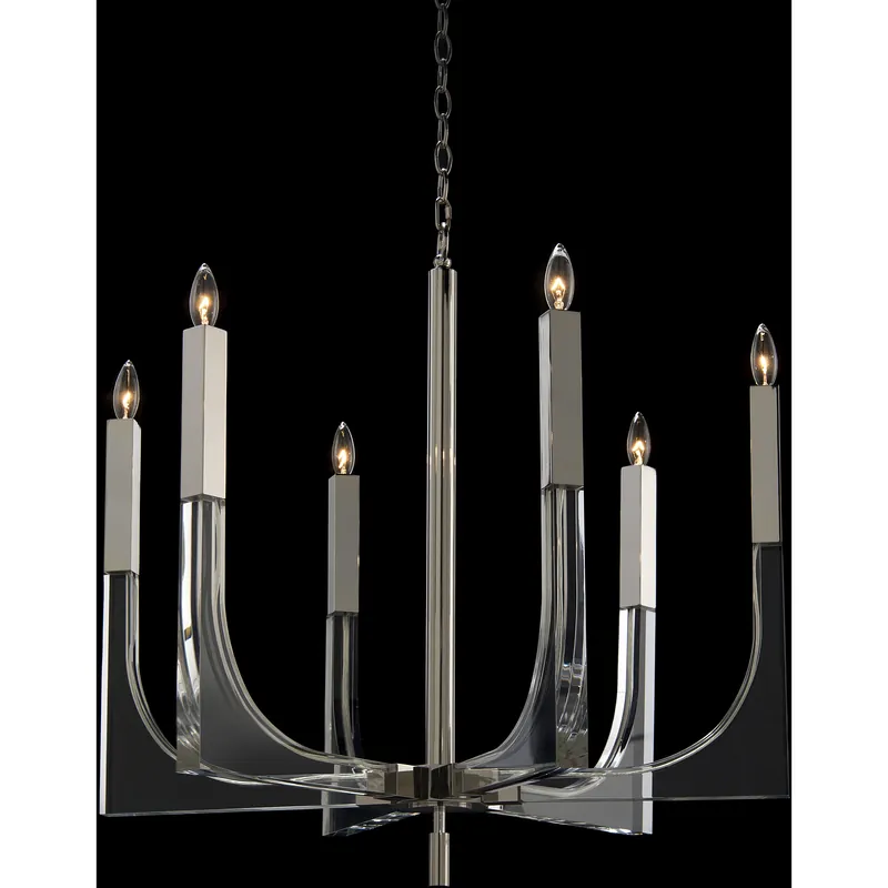 Buy Direct Acrylic 6 Light Acrylic And Nickel Chandelier Ceiling Light