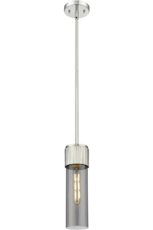 Bolivar 1 Light 4 inch Satin Nickel Pendant Ceiling Light in Plated Smoke Glass Genuine