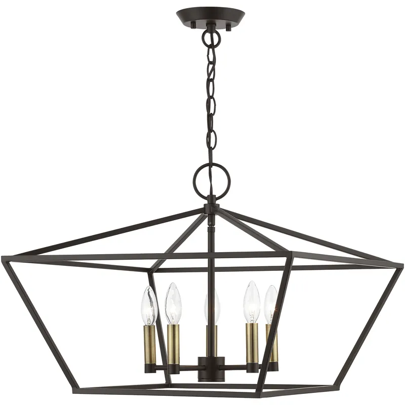 Devone 5 Light 22 inch Bronze with Antique Brass Accents Chandelier Ceiling Light New Arrival
