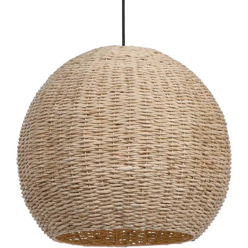 Exclusive Seagrass 1 Light 24 inch Natural Woven Seagrass with Antique Brass Accents Pendant Ceiling Light