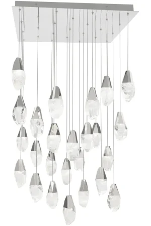 Beyond Martini LED 28 inch Polished Nickel Multi-Light Pendant Ceiling Light in Optic Haze, Square Canopy Reduced Price