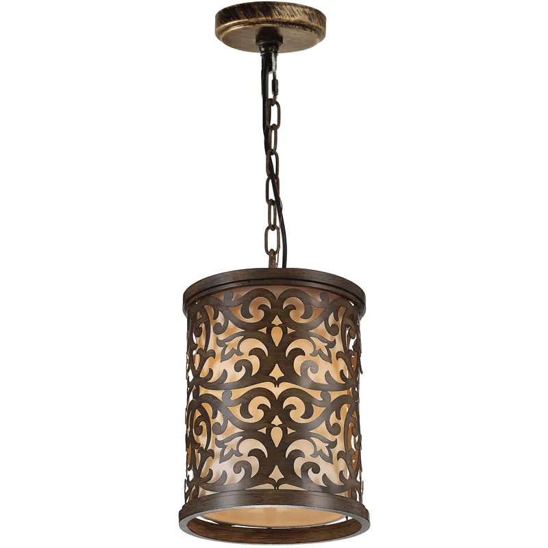 Hot Deal Nicole 1 Light 9 inch Brushed Chocolate Drum Shade Mini Pendant Ceiling Light