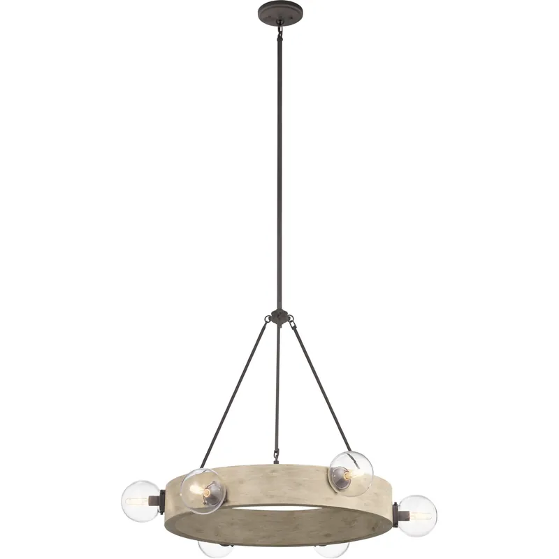 Top Rated Marquee 6 Light 37 inch White Washed Wood Chandelier 1 Tier Large Ceiling Light, 1 Tier Large