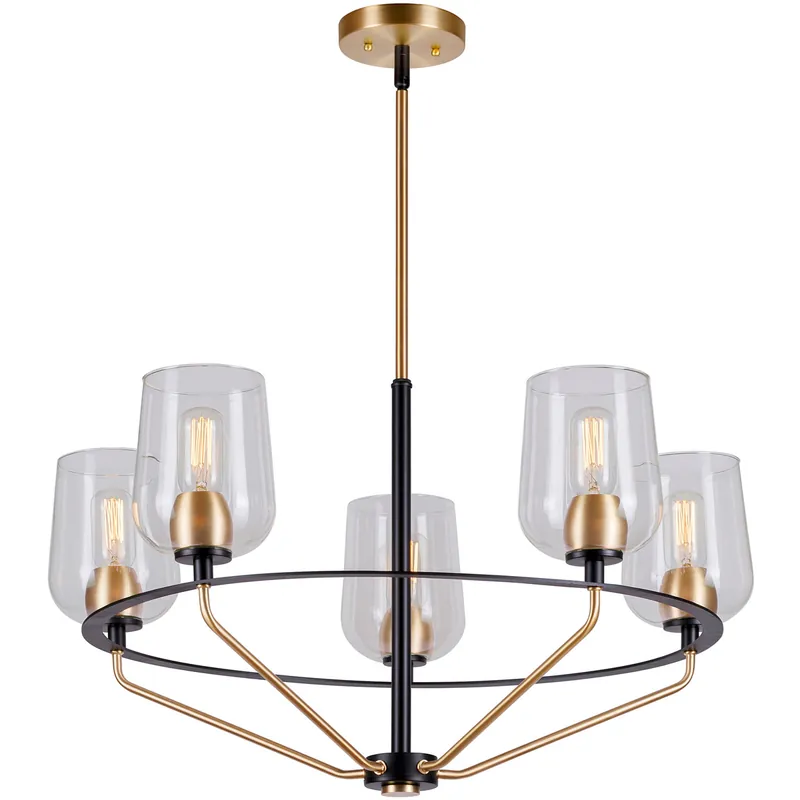 Mega Sale Palmer 5 Light 29 inch Black and Soft Gold Chandelier Ceiling Light
