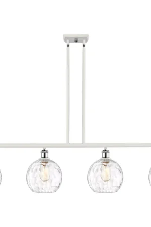 Ballston Athens Water Glass 4 Light 48 inch White and Polished Chrome Island Light Ceiling Light Direct From Manufacturer