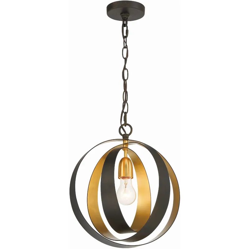 Professional Grade Luna 1 Light 12 inch English Bronze and Antique Gold Mini Pendant Ceiling Light