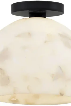 Alabaster Rocks Collection 1 Light 10 inch Matte Black Semi Flush Ceiling Light, Globe Family Editor’s Pick