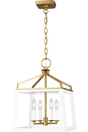 C&M by Chapman & Myers Carlow 4 Light 13.5 inch Matte White Chandelier Ceiling Light in Matte White / Burnished Brass Order Now