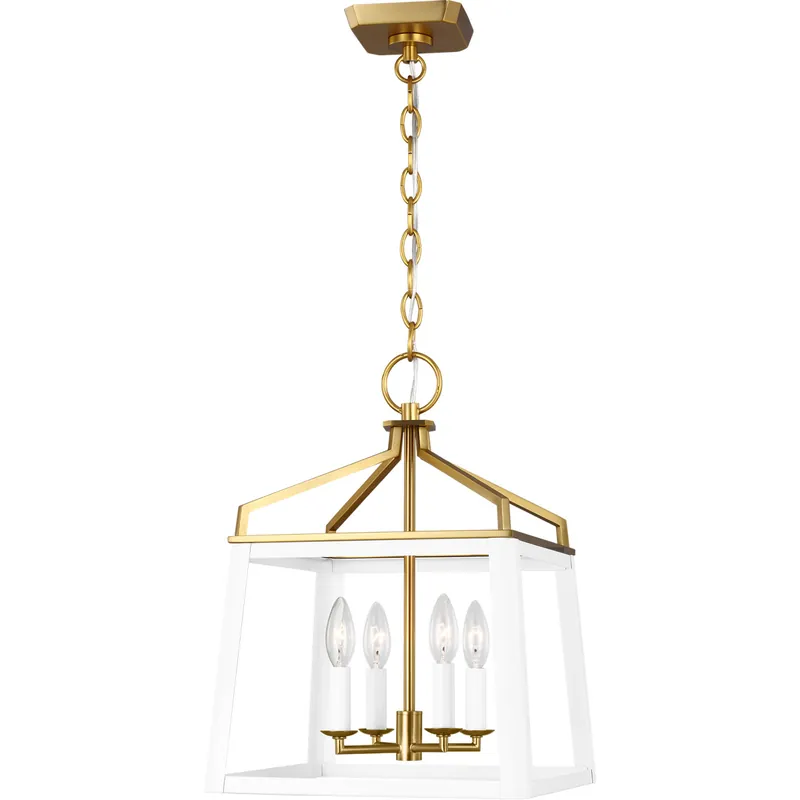 C&M by Chapman & Myers Carlow 4 Light 13.5 inch Matte White Chandelier Ceiling Light in Matte White / Burnished Brass Order Now