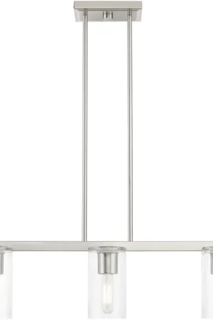 Clarion 3 Light 30 inch Brushed Nickel Linear Chandelier Ceiling Light Direct From Factory