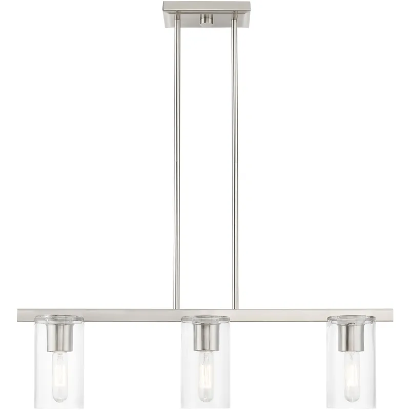 Clarion 3 Light 30 inch Brushed Nickel Linear Chandelier Ceiling Light Direct From Factory