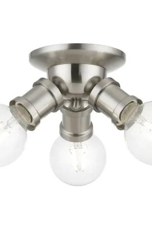Cheap Lansdale 3 Light 7 inch Brushed Nickel Flush Mount Ceiling Light