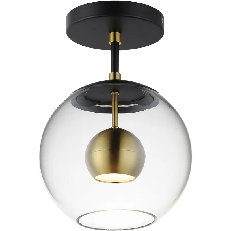 Nucleus LED 9 inch Black and Natural Aged Brass Flush Mount Ceiling Light Big Sale