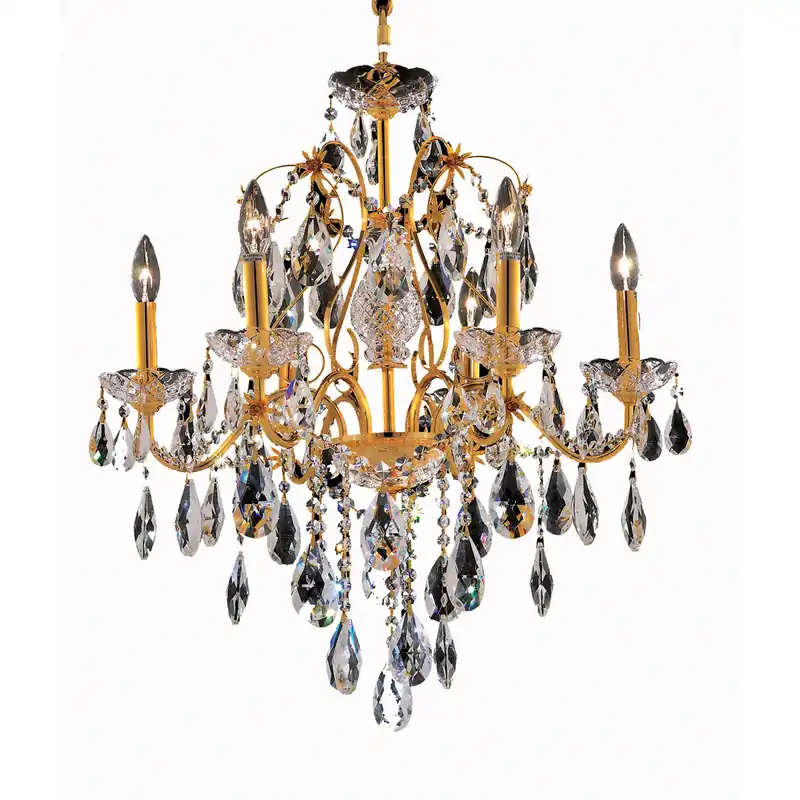 Buy Online St. Francis 6 Light 24 inch Gold Dining Chandelier Ceiling Light in Royal Cut