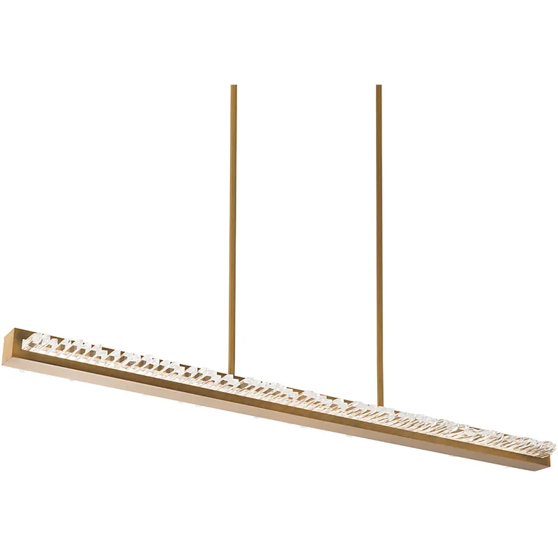 Free Returns Beyond Frozen LED 47.25 inch Aged Brass Linear Pendant Ceiling Light