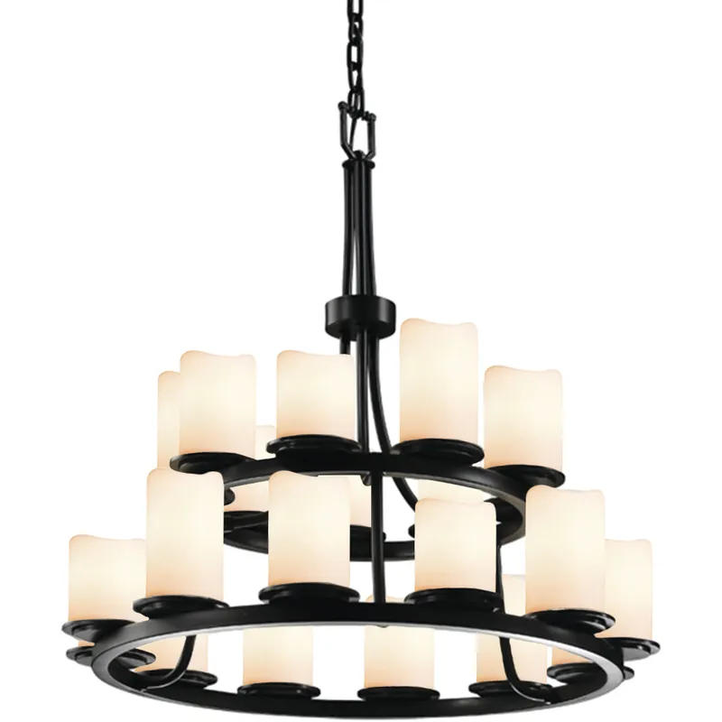 CandleAria 21 Light 33 inch Matte Black Chandelier Ceiling Light in Cream, Cylinder with Melted Rim, Incandescent Professional Grade