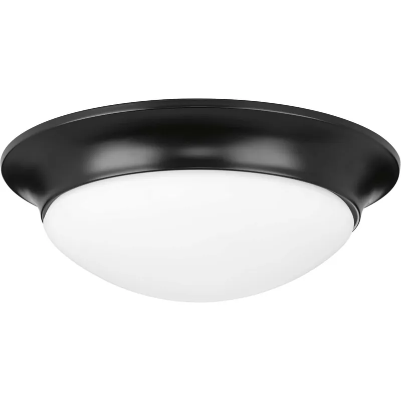 Etched Glass Close-to-Ceiling 2 Light 14 inch Matte Black Flush Mount Ceiling Light Final Sale
