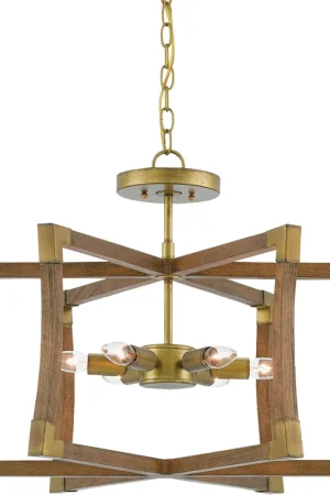 Bastian 6 Light 27 inch Chestnut/Brass Semi-Flush Mount Ceiling Light, Small, Semi-Flush Convertible Premium