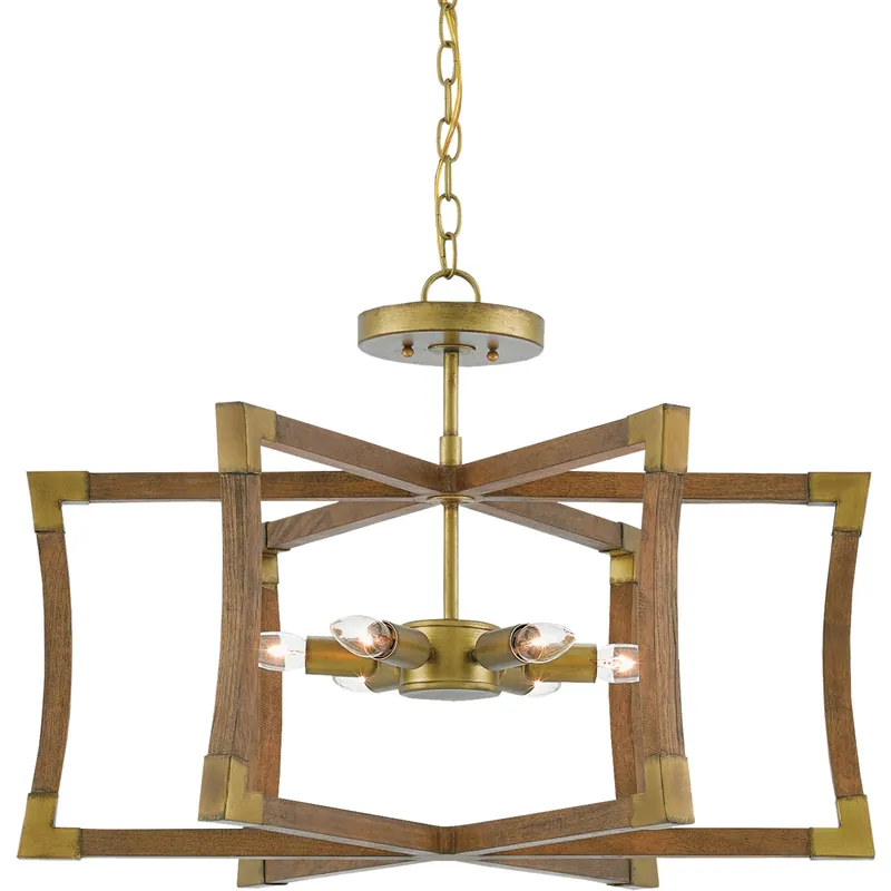 Bastian 6 Light 27 inch Chestnut/Brass Semi-Flush Mount Ceiling Light, Small, Semi-Flush Convertible Premium