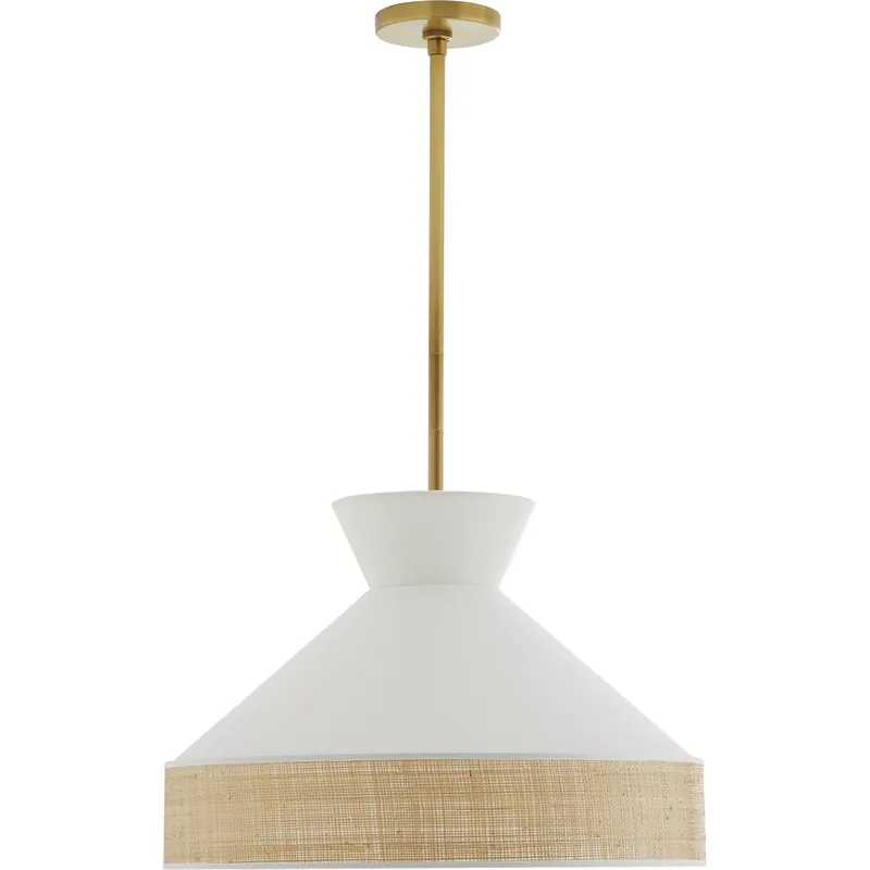 Flash Sale Malena 1 Light 20.5 inch White and Antique Brass Pendant Ceiling Light