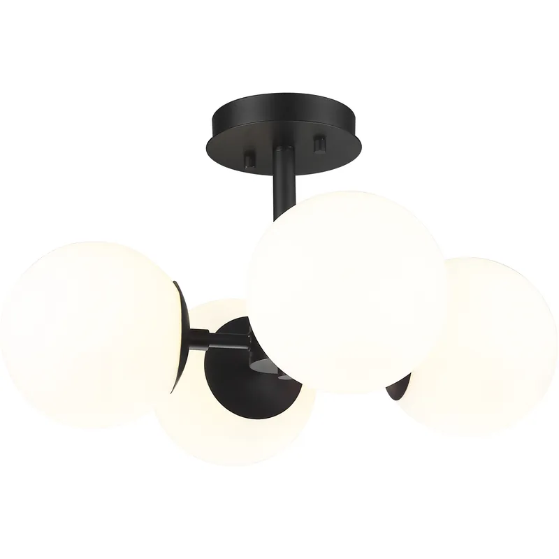 Midnetic 4 Light 18 inch Matte Black Semi Flush Mount Ceiling Light Authentic