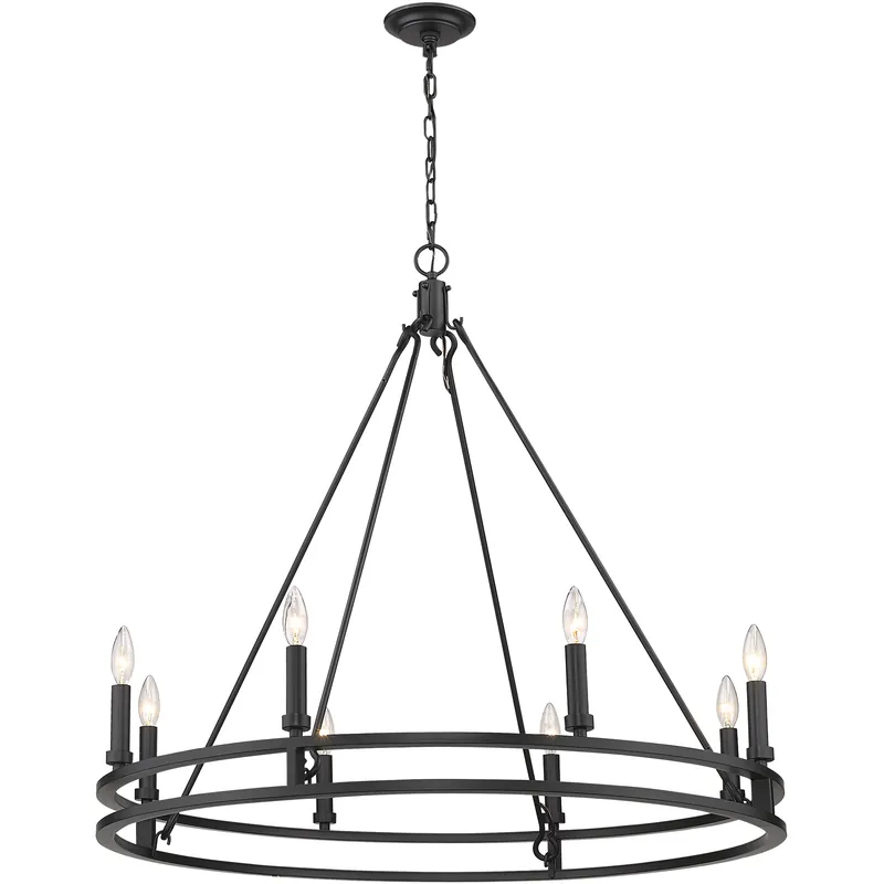 Dennison 8 Light 36 inch Matte Black Chandelier Ceiling Light Limited Time