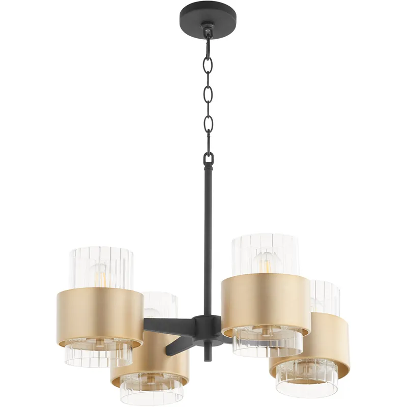 Top Pick Epsilon 4 Light 25 inch Noir and Aged Brass Chandelier Ceiling Light