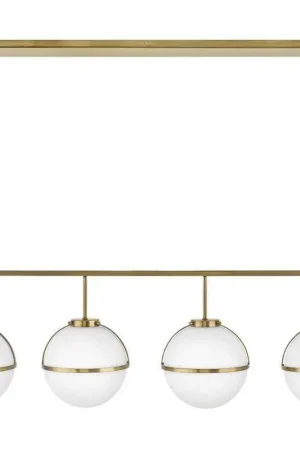Buy Today Hollis 4 Light 42.25 inch Heritage Brass Indoor Linear Chandelier Ceiling Light