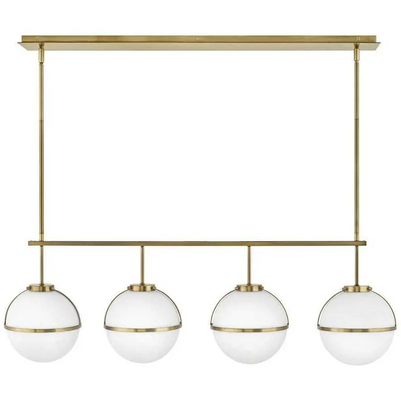 Buy Today Hollis 4 Light 42.25 inch Heritage Brass Indoor Linear Chandelier Ceiling Light