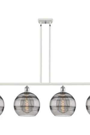 Ballston Rochester 4 Light 48.25 inch White Polished Chrome Stem Hung Island Light Ceiling Light New Release