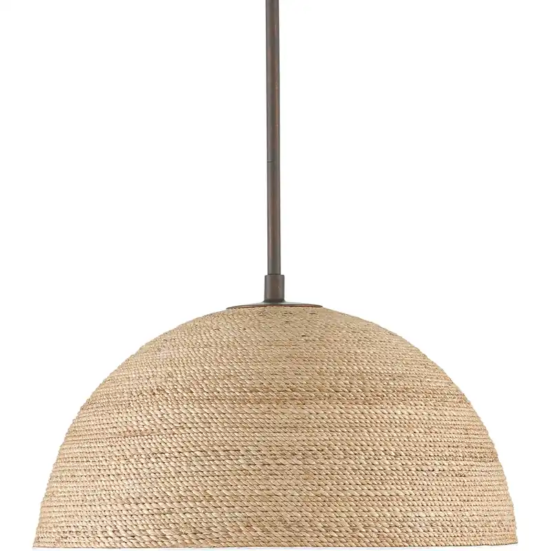 Tobago 1 Light 17 inch Bronze Gold/Sugar White/Natural Rope Pendant Ceiling Light Wholesale