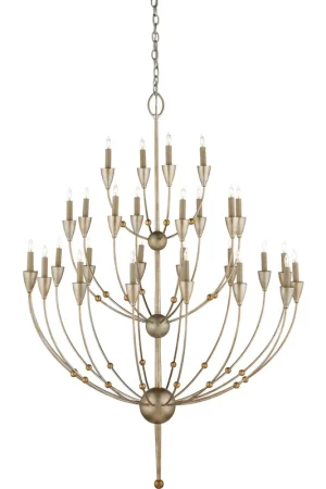 Bulk Order Paradox 28 Light 42 inch Silver Granello/Gold Leaf Chandelier Ceiling Light