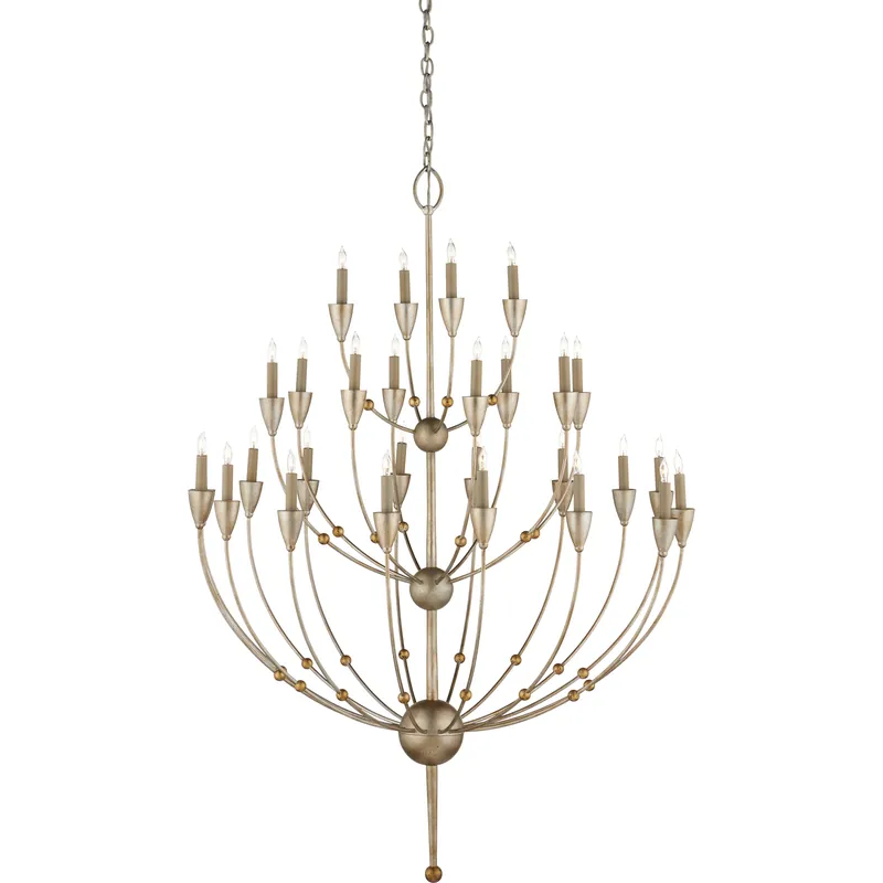 Bulk Order Paradox 28 Light 42 inch Silver Granello/Gold Leaf Chandelier Ceiling Light