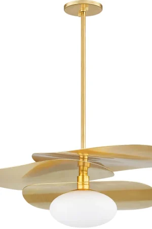 Best Price Allida 1 Light 30 inch Vintage Gold Leaf Pendant Ceiling Light