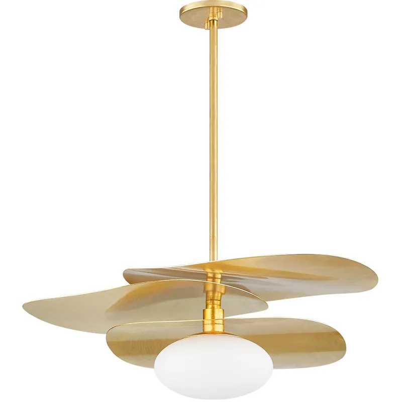 Best Price Allida 1 Light 30 inch Vintage Gold Leaf Pendant Ceiling Light