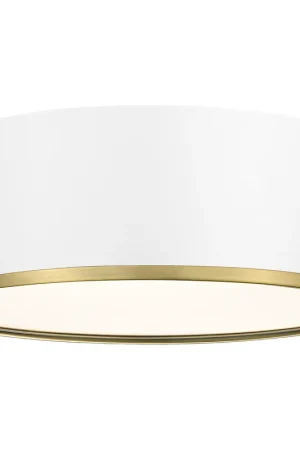 Arlo 3 Light 16 inch Matte White and Rubbed Brass Flush Mount Ceiling Light Clearance