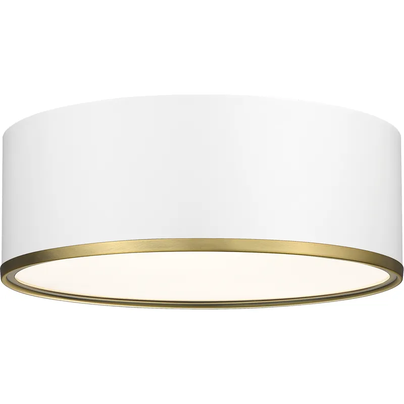 Arlo 3 Light 16 inch Matte White and Rubbed Brass Flush Mount Ceiling Light Clearance